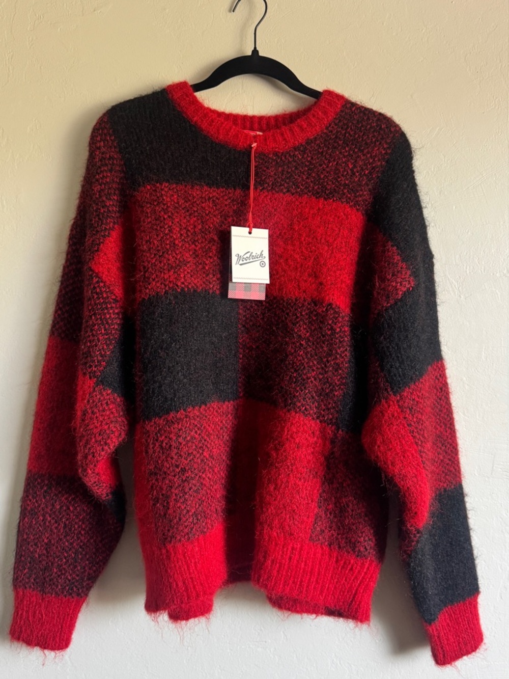NWT Woolrich Red and Black Buffalo Plaid Sweater Size Small